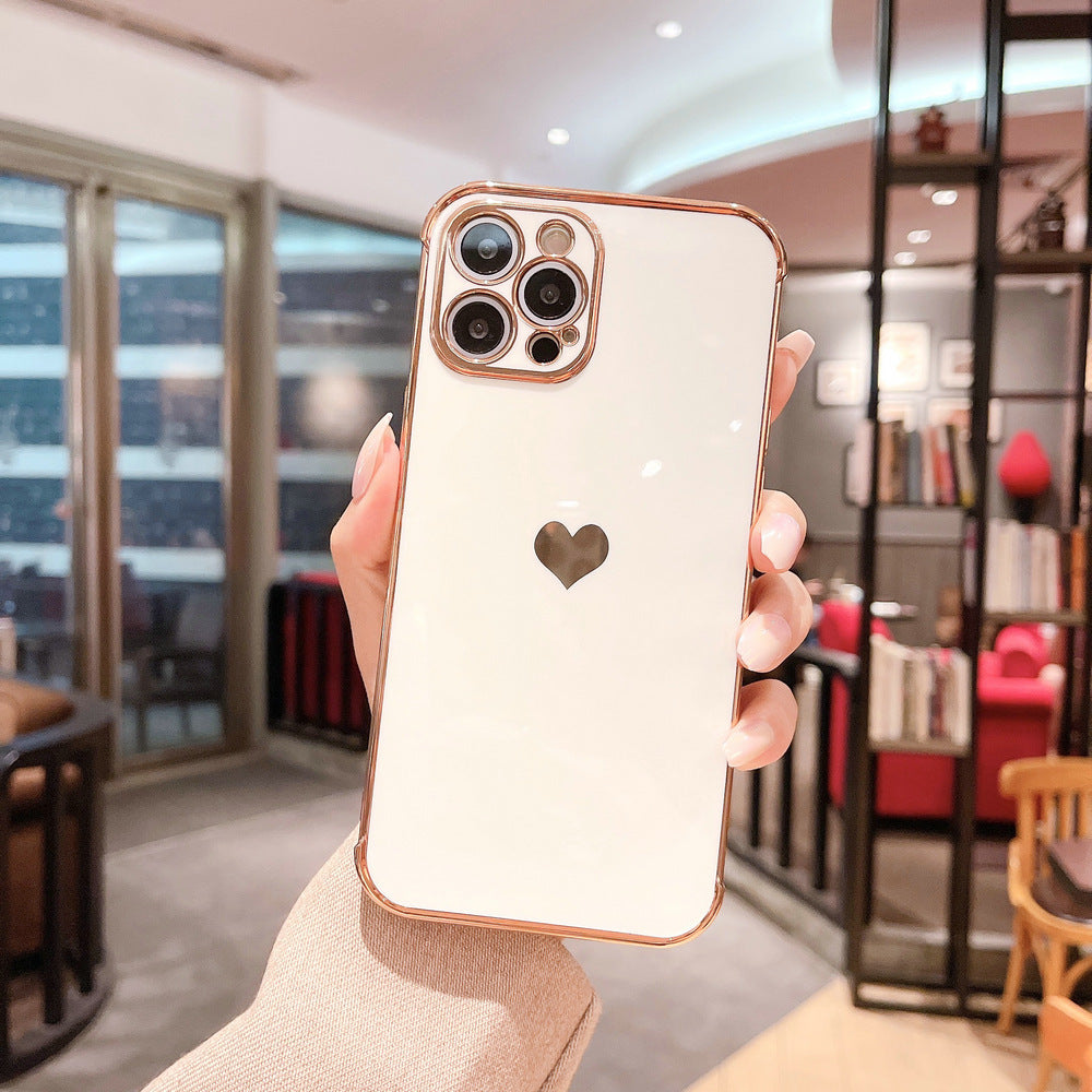 Electroplated love Apple 15 Side phone case