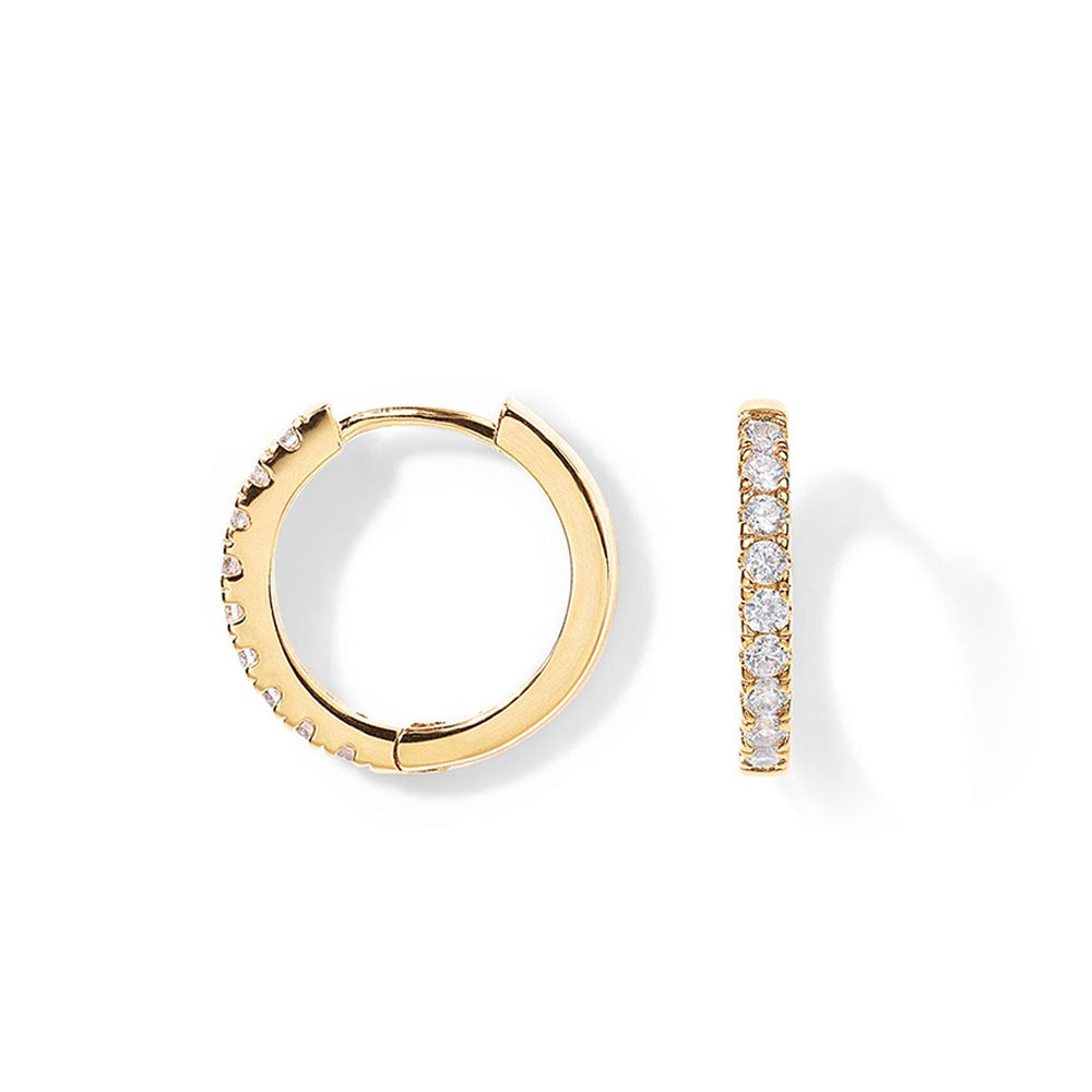 Copper-plated genuine gold round zirconia earrings