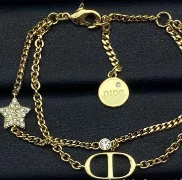 Double Layer Star and CD Letter Diamond Bracelet for Women