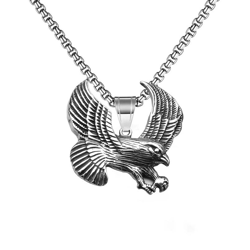 domineering double wolf head titanium steel pendant necklace
