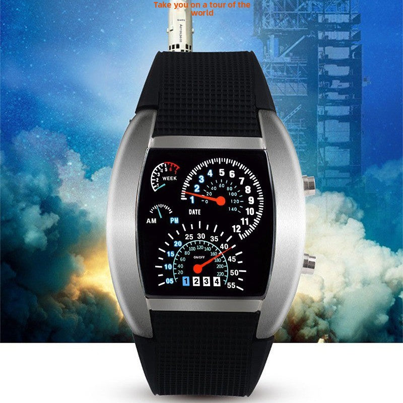 Creative LED Digital Fan-Shaped Alloy Watch