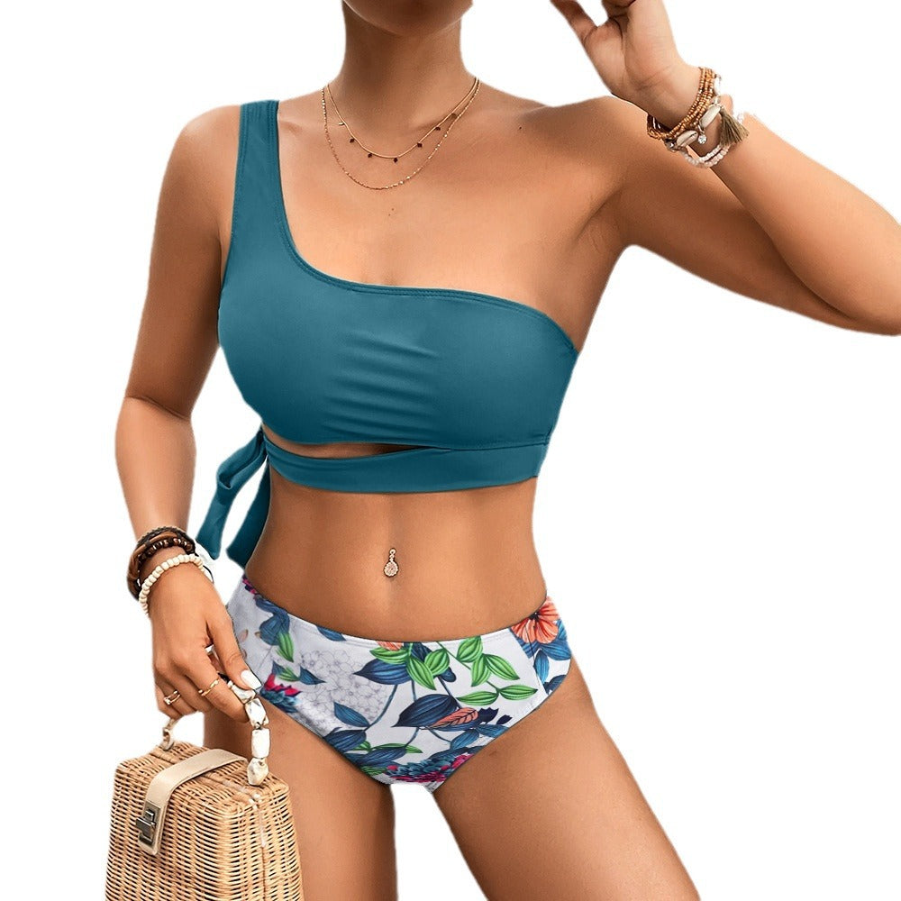 High-waisted sexy two-piece bikini swimsuit