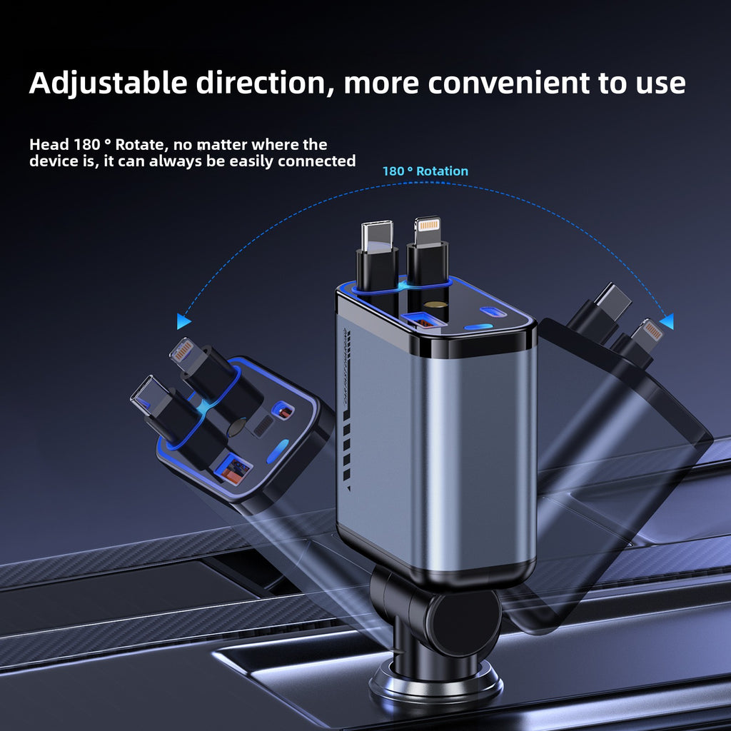 C6 one-to-four mobile phone car charger 120W super fast charging star sky top projection lamp telescopic line