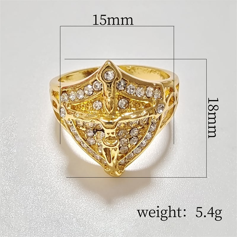 Golden Shield Ring Western Cultural Creative Men's Ring