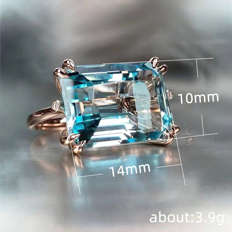 Fashion Blue Sapphire Geometric Ring for Women