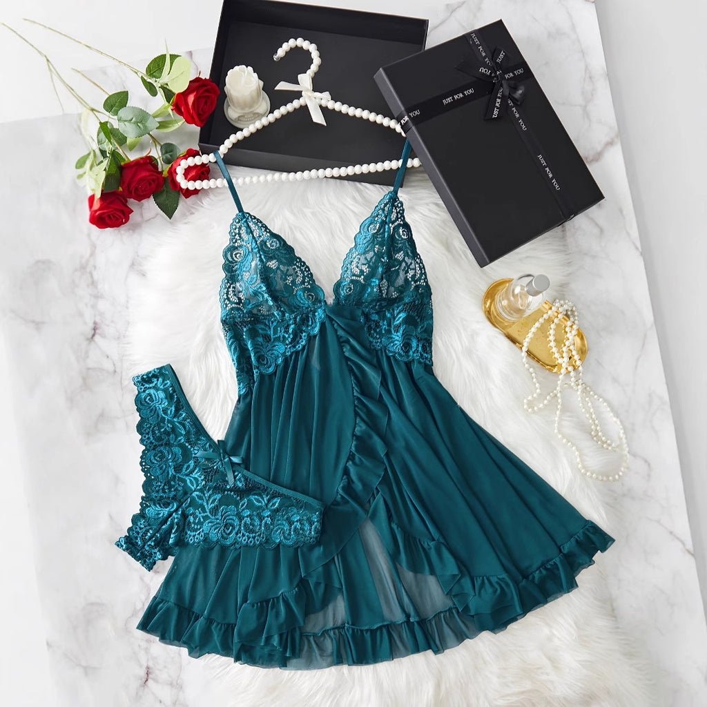 Lady's sexy lace halter dress