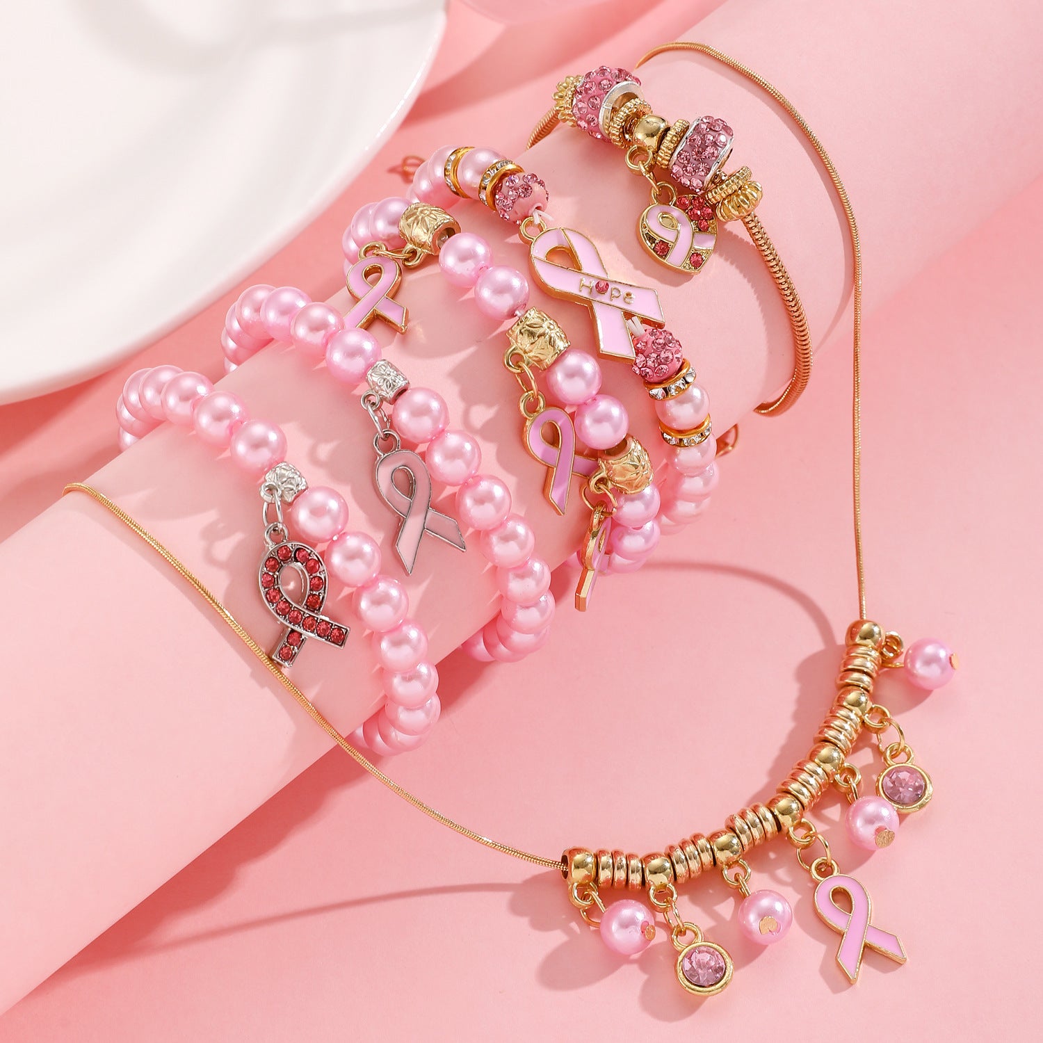 Breast cancer awareness necklace