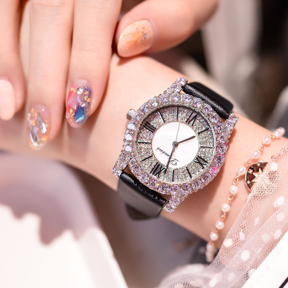 Diamond Starry Sky Women's Leather Strap Watch