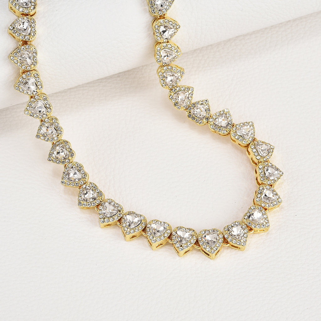 Hip-hop heart-shaped rock candy necklace