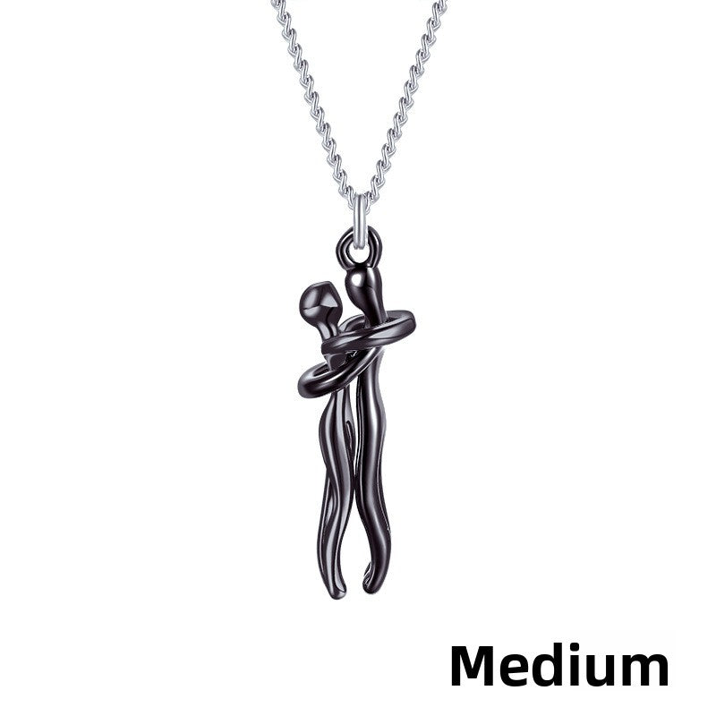 Couple Embrace Pendant Necklace