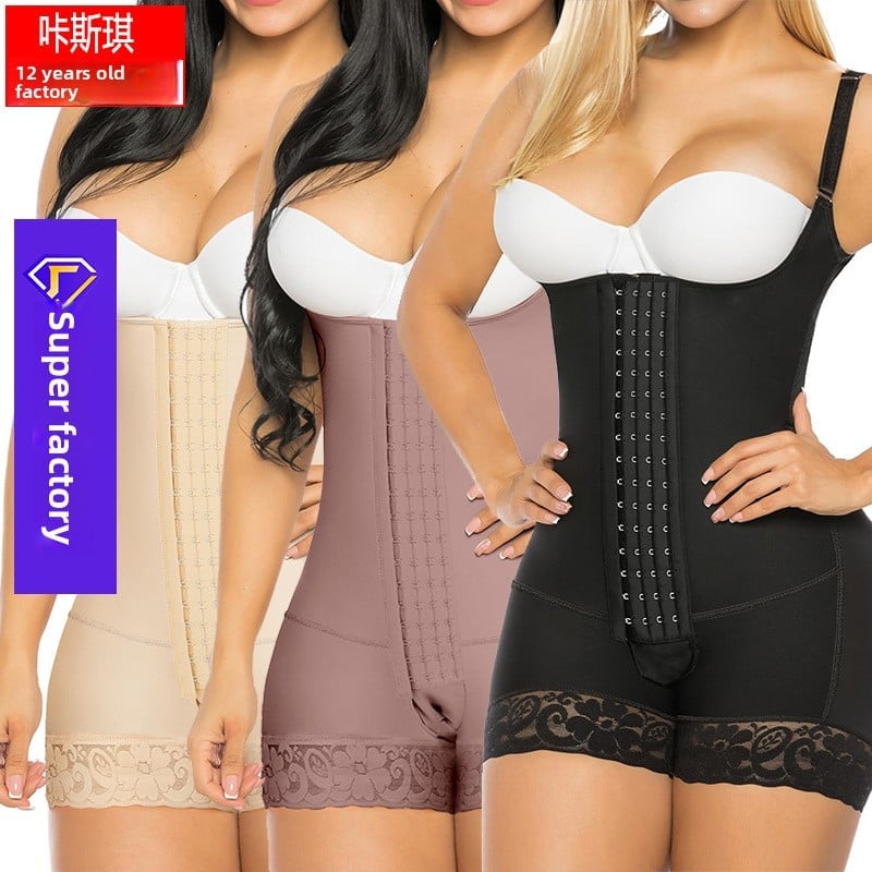 A tight-fitting and body-shaping one-piece suit for tuck in the abdomen