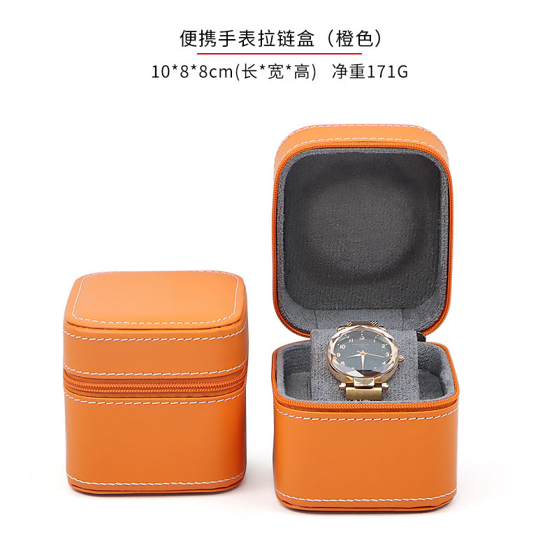 Advanced sense PU car line watch box business pocket watch watch portable zipper fashion jewelry box storage cross-border