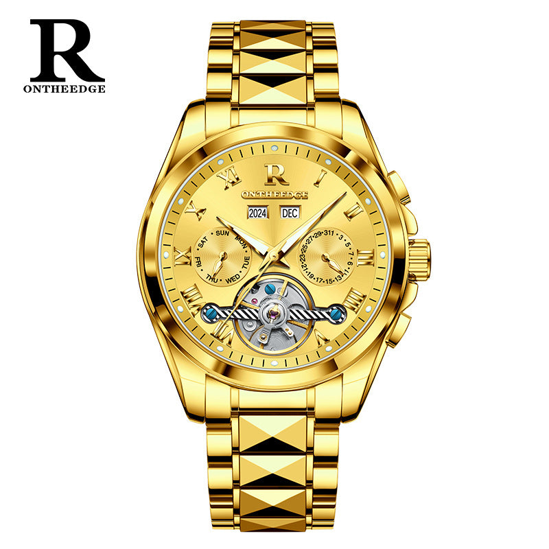 Men's Automatic Skeleton Mechanical Watch with Waterproof Feature