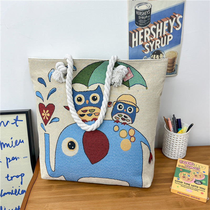 Canvas shoulder bag, simple tote bag for tutoring/study