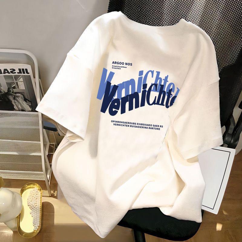 Men's and Women's Fashion Design Sense Printing Couple Summer Loose Top T-Shirt Women