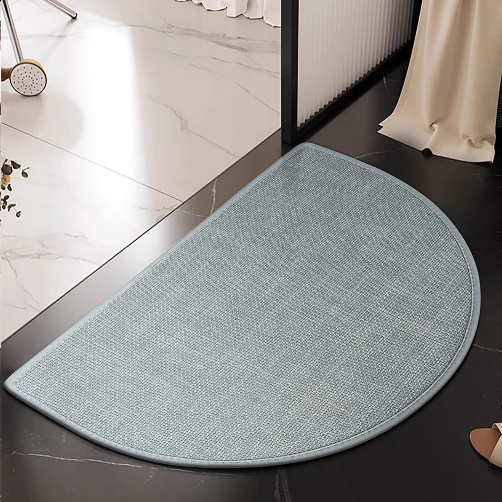 Linen floor MATS are placed in the bathroom