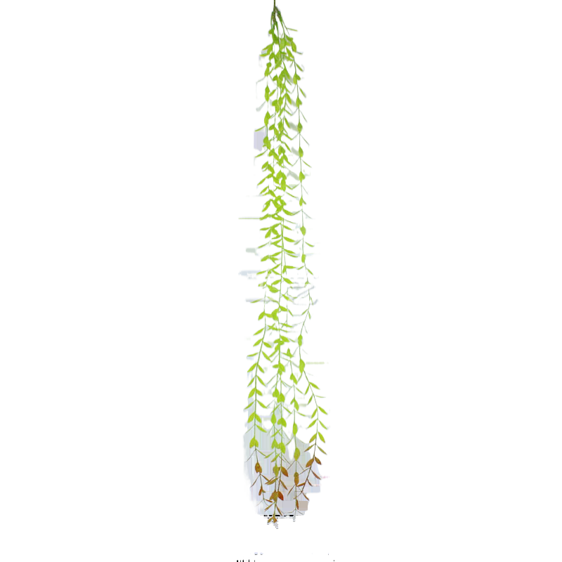 Artificial willow leaves decorate willow twigs