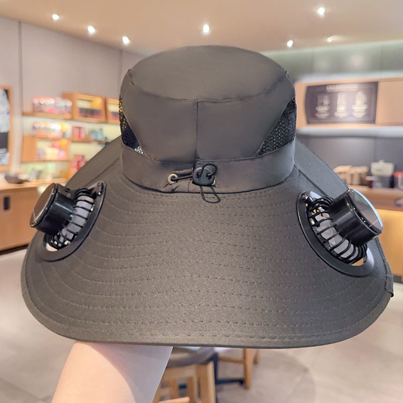 Summer fisherman hat - dual function of solar power and USB charging
