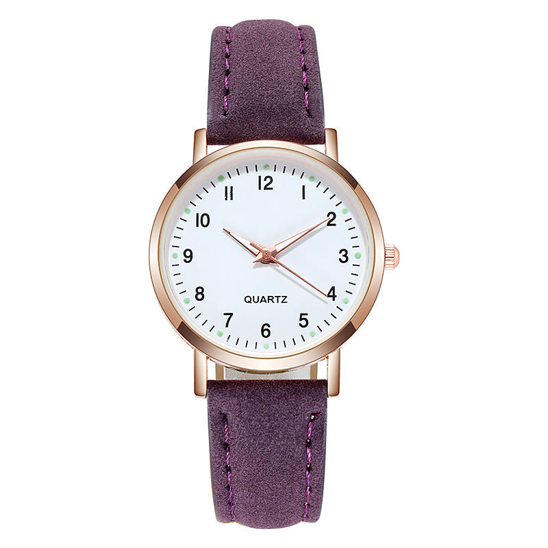 Ladies' quartz watch with brushed leather