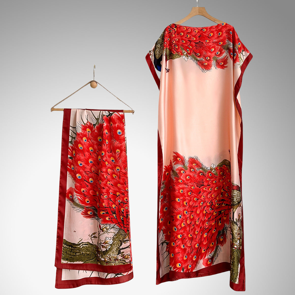 Beach vacation faux silk scarf dress