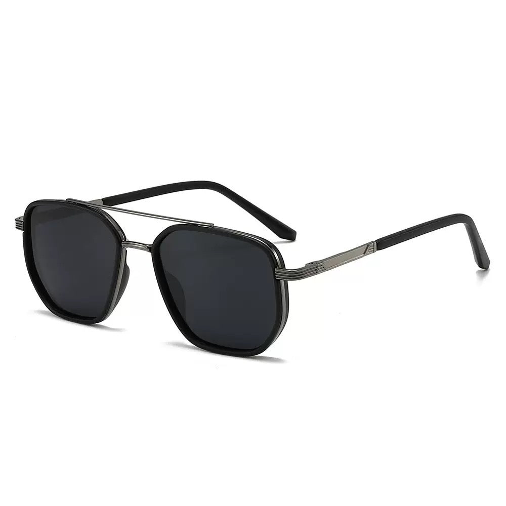 Semi-Metal Large Square Frame Sunglasses for Men