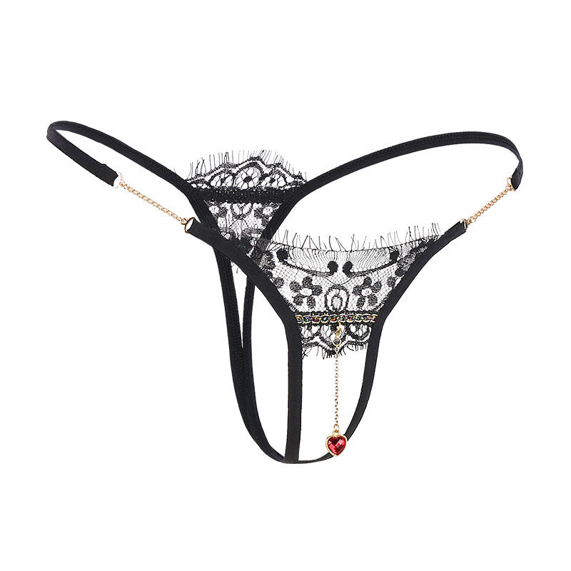 Lace pendant open-cut thong