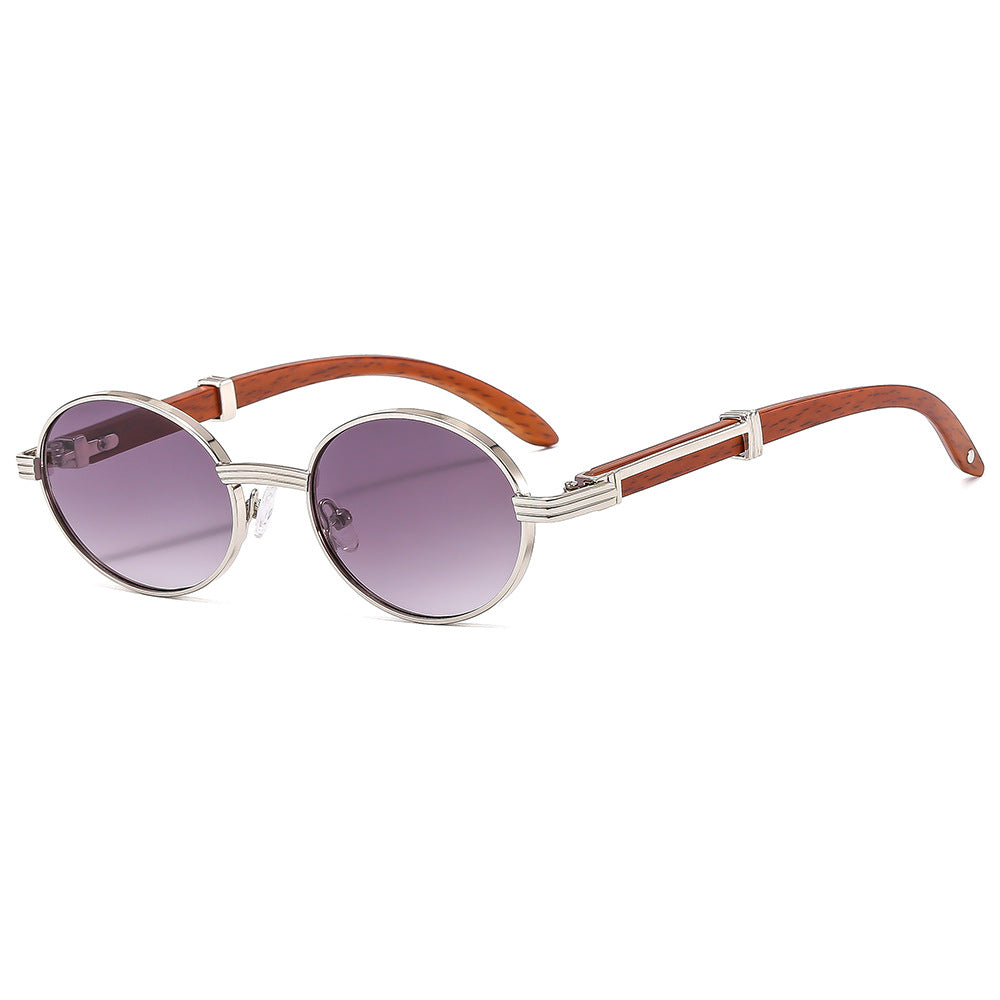 Wood-Grain Print Sunglasses UV Protection