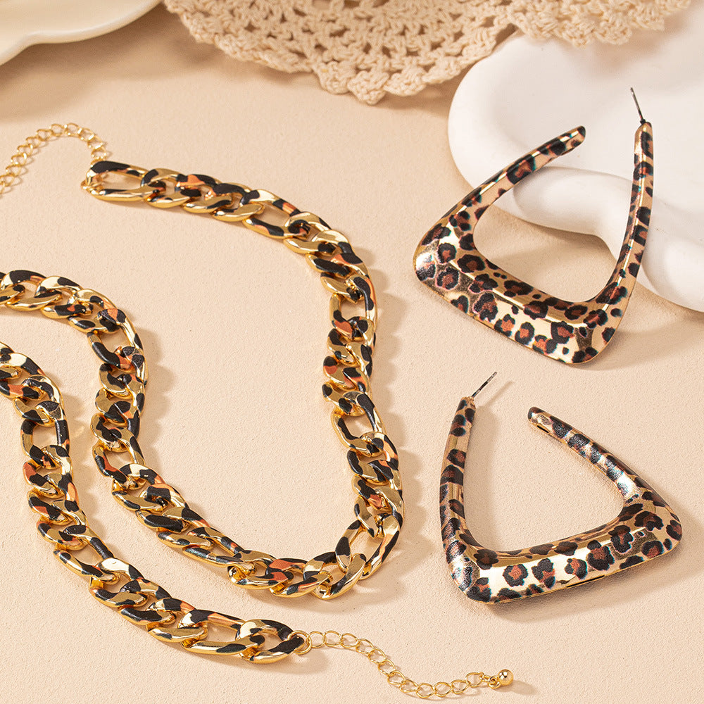 Geometric Triangle Earrings Necklace Bracelet Set