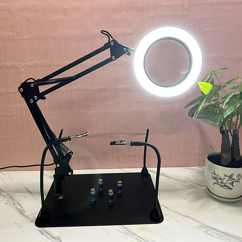 Foldable Magnifier Lamp with Strong Magnetic Base and USB Power