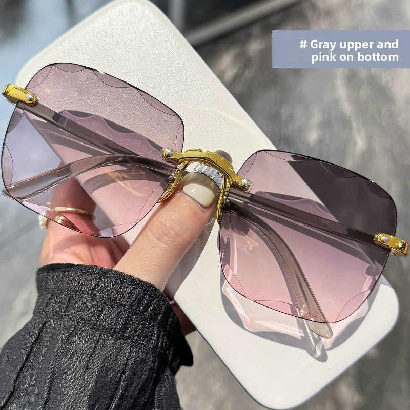 Frameless beveled sunglasses