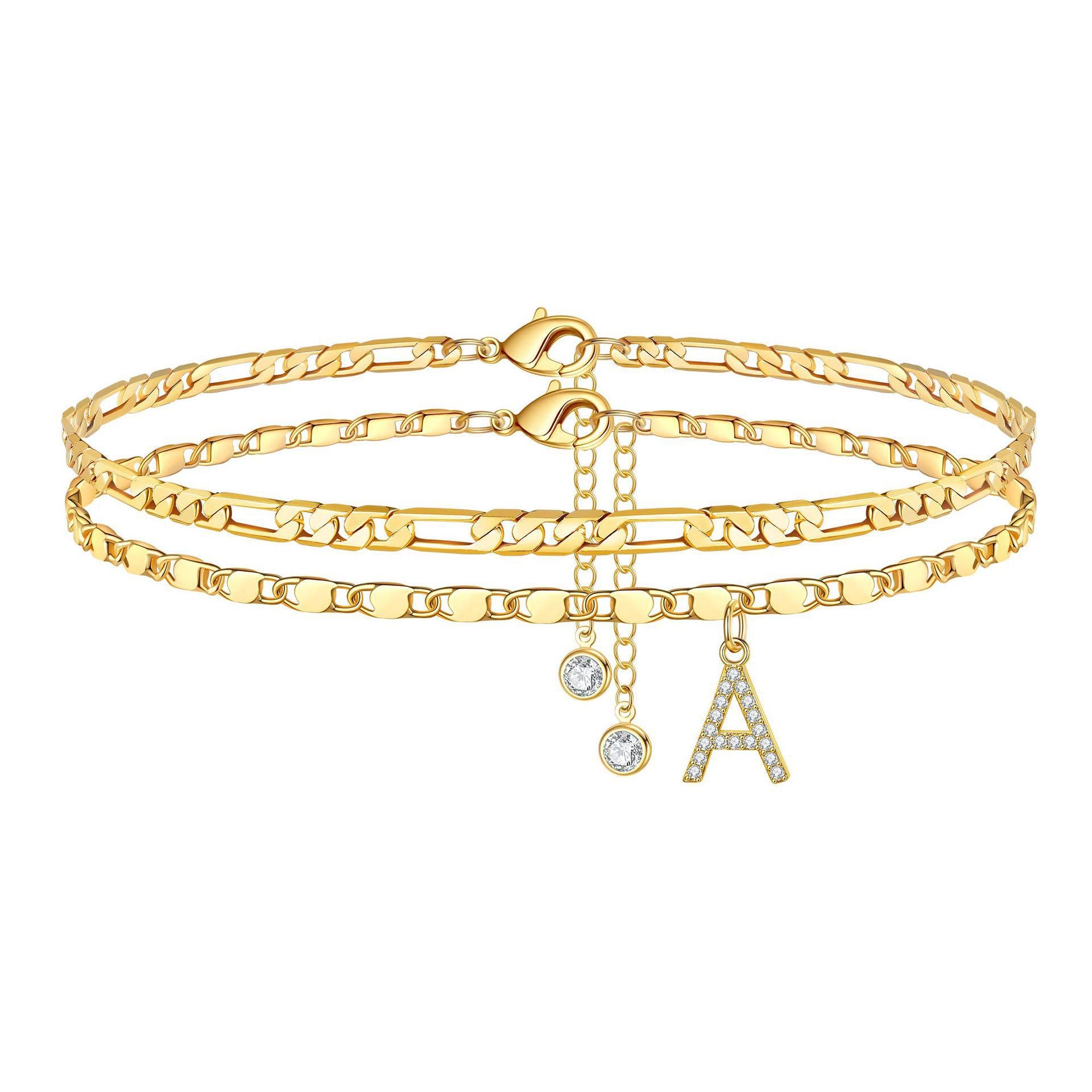 Bohemian Zircon Plated Alphabet Anklet