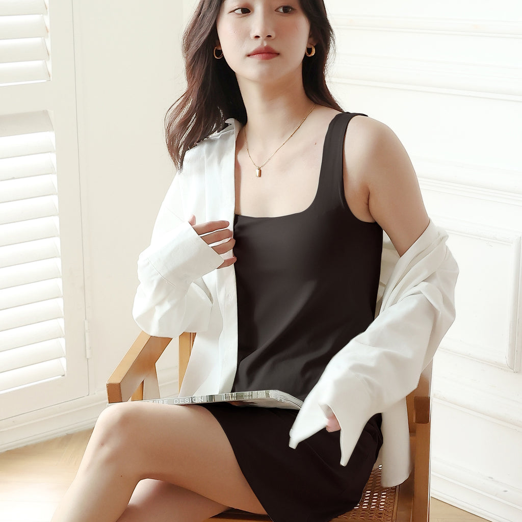Base layer dress with built-in bra support