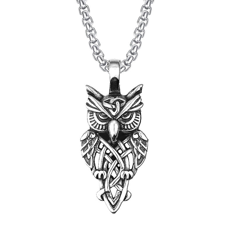 domineering double wolf head titanium steel pendant necklace