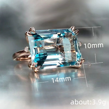 Fashion Blue Sapphire Geometric Ring for Women