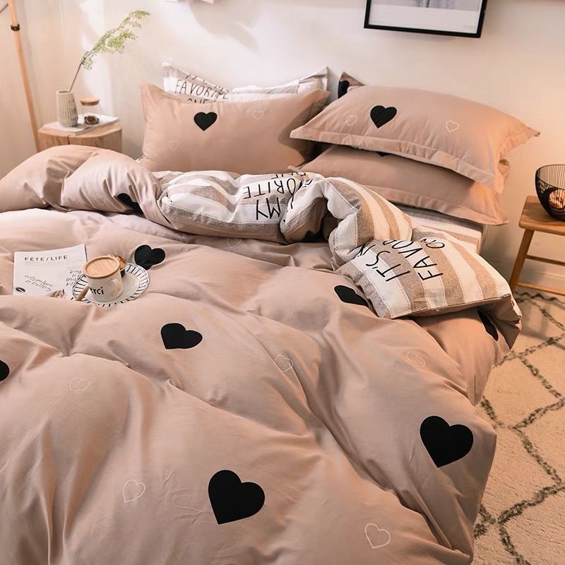 Four-piece Set Nordic Style Wash Cotton Quilt Cover Net-red Bed Sheet Student Dormitory Bedding