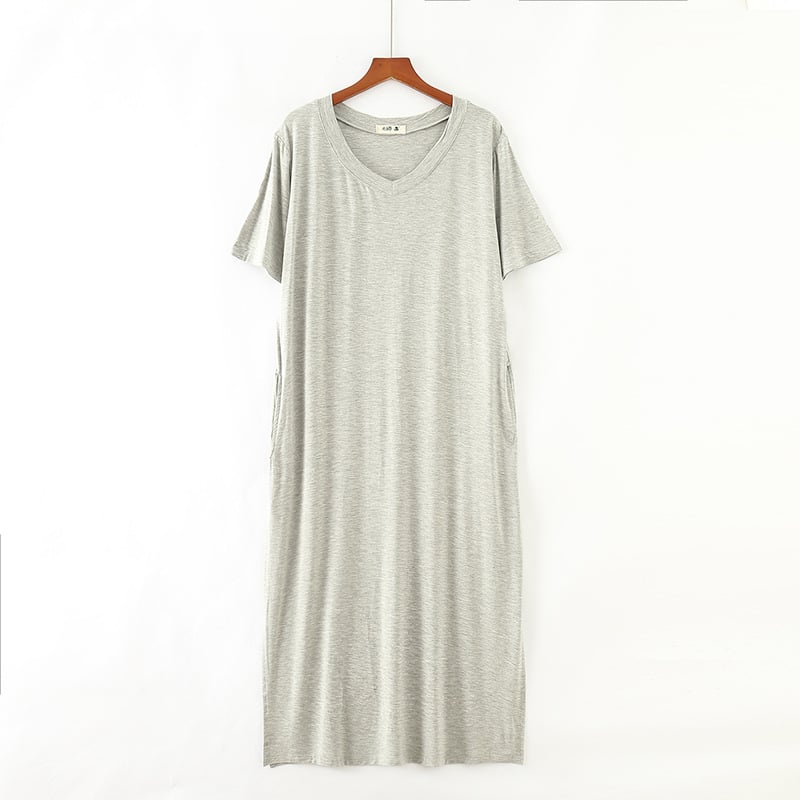 Women's V-Neck Modal Long Dress with Side Split
