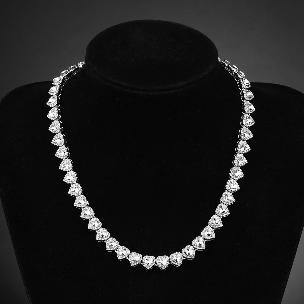 Hip-hop heart-shaped rock candy necklace