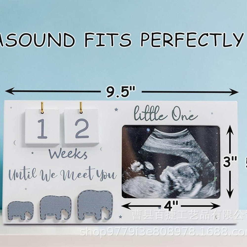 Wooden Photo Frame Baby Countdown Week Ultrasonic Photo Frame Ornament Pregnancy Gift Congratulations Pregnant Baby Photo Memorial