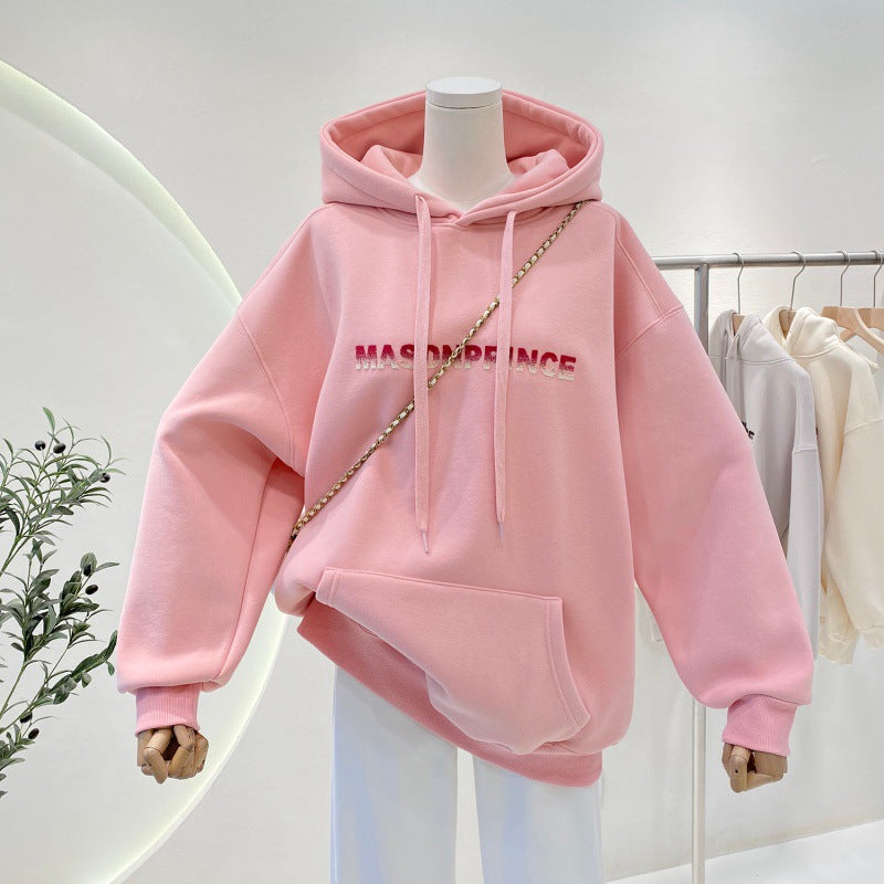 A Korean version of a niche casual hoodie with a letter hood