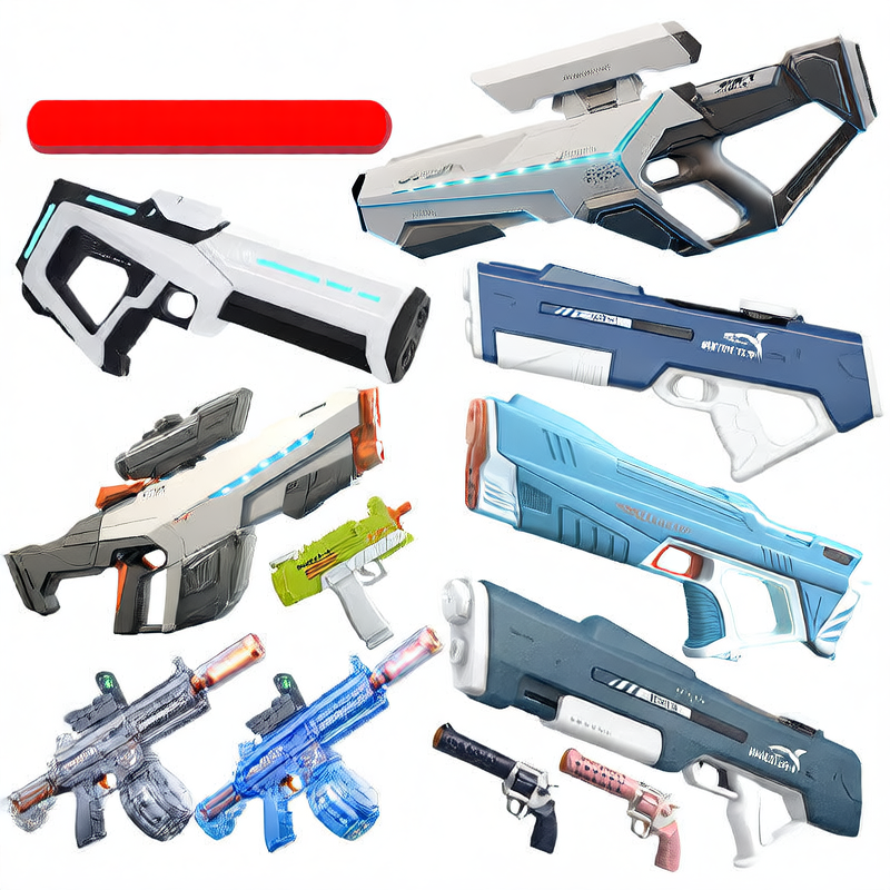 Continuous electric water gun with manual and automatic pulse to