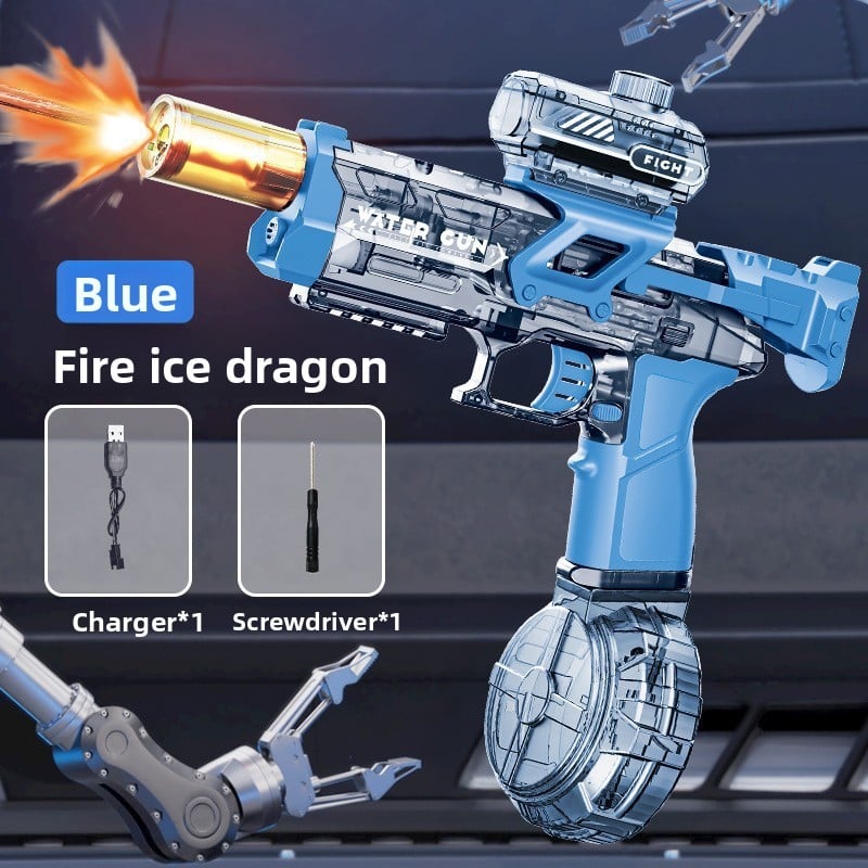 Continuous electric water gun with manual and automatic pulse to