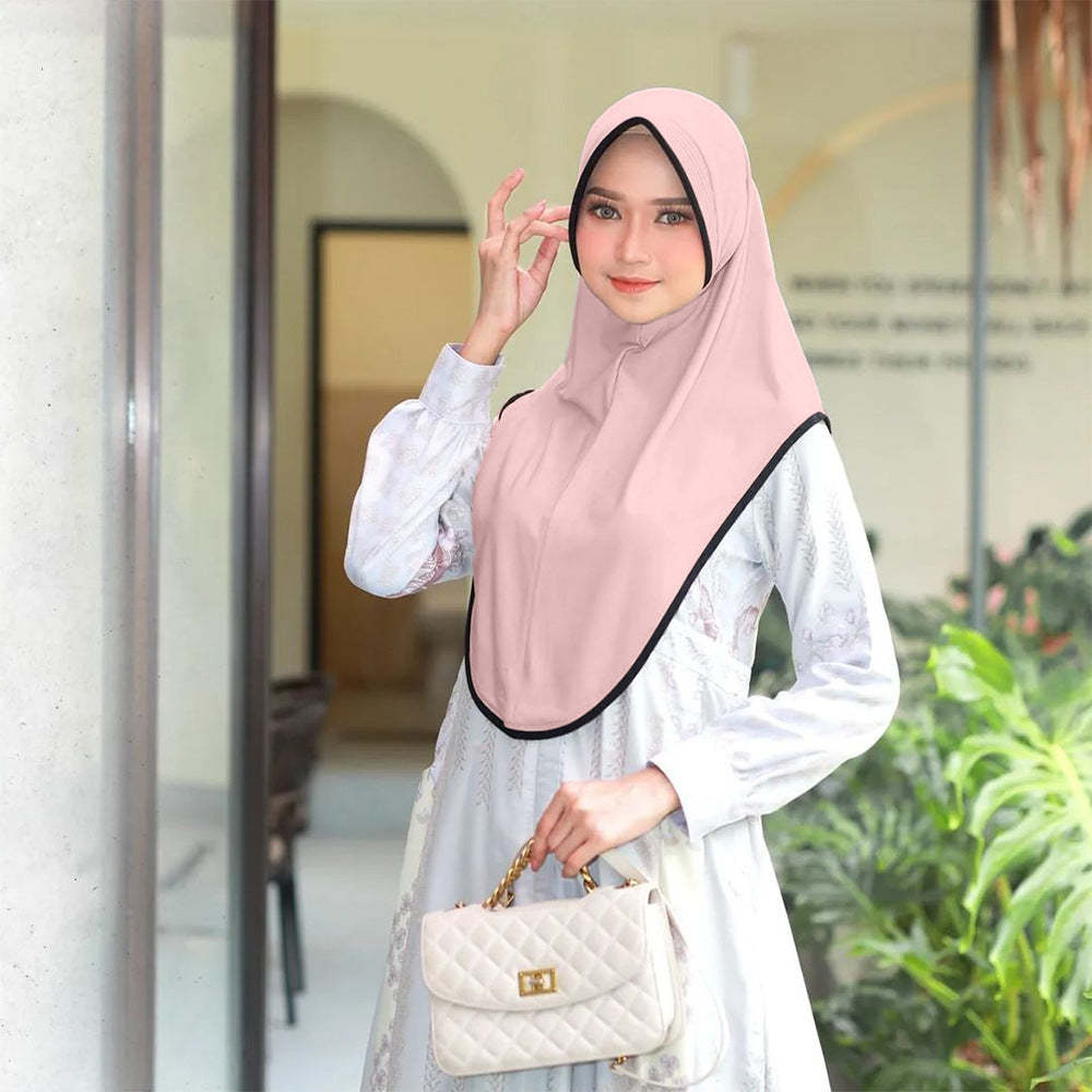 Contrasting color patchwork headscarf