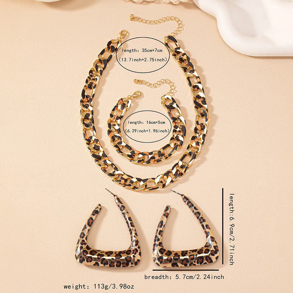 Geometric Triangle Earrings Necklace Bracelet Set