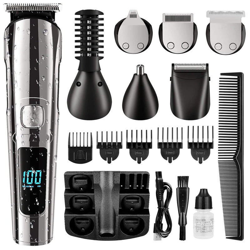 Electric Hair Clipper with LCD Display and Multi-Attachments