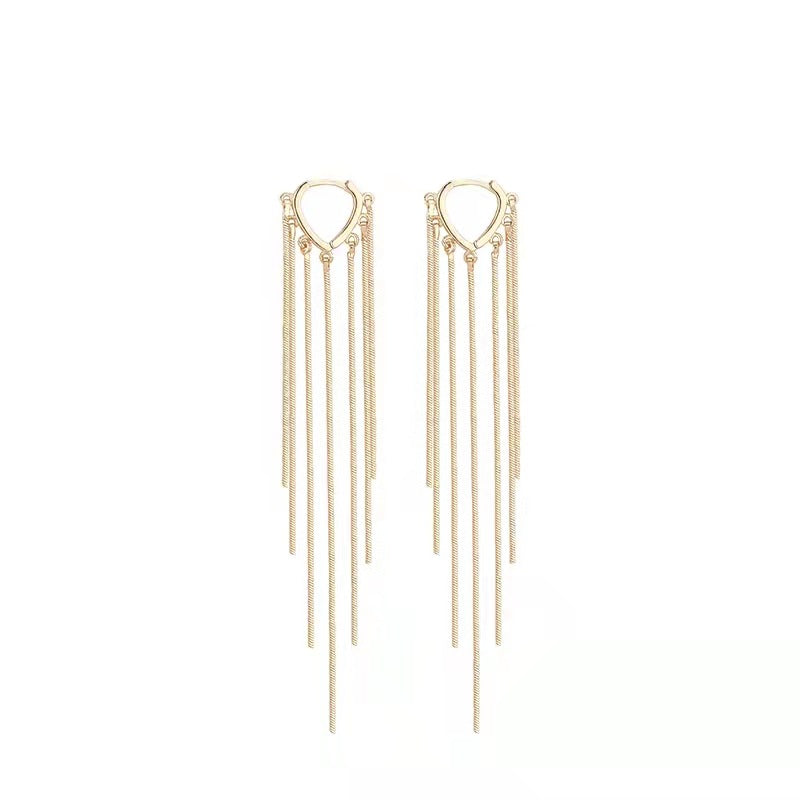 Long metal tassel ear pins