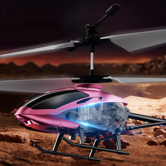 Alloy remote-controlled helicopter, shockproof and anti-collision aircraft with light toy