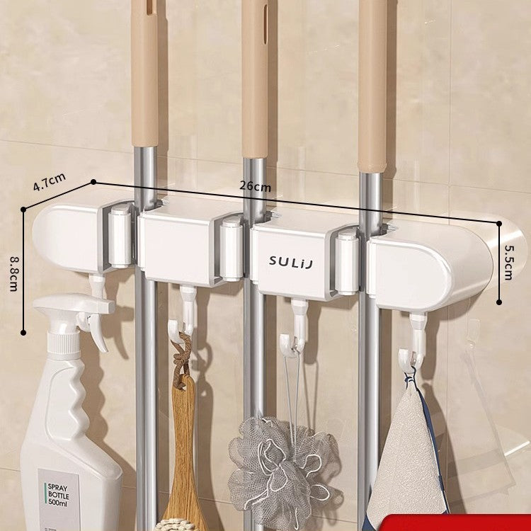 Mop rack, non-perforated hook, storage and hanging rack