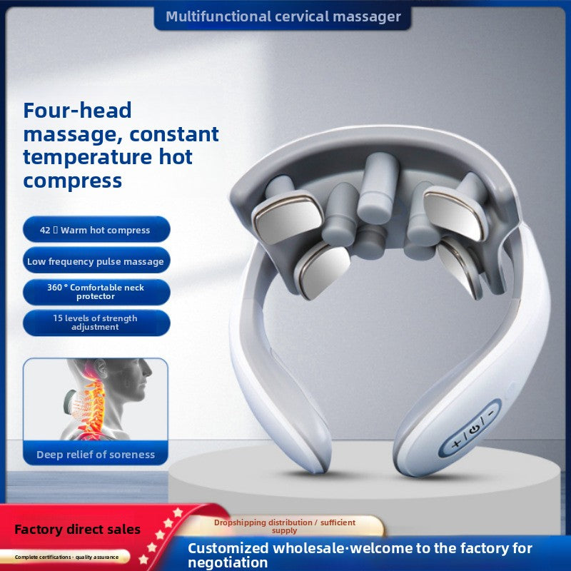 Cervical spine massager electric portable intelligent pulse neck neck neck shoulder neck physiotherapy hot compress artifact cervical spine massager