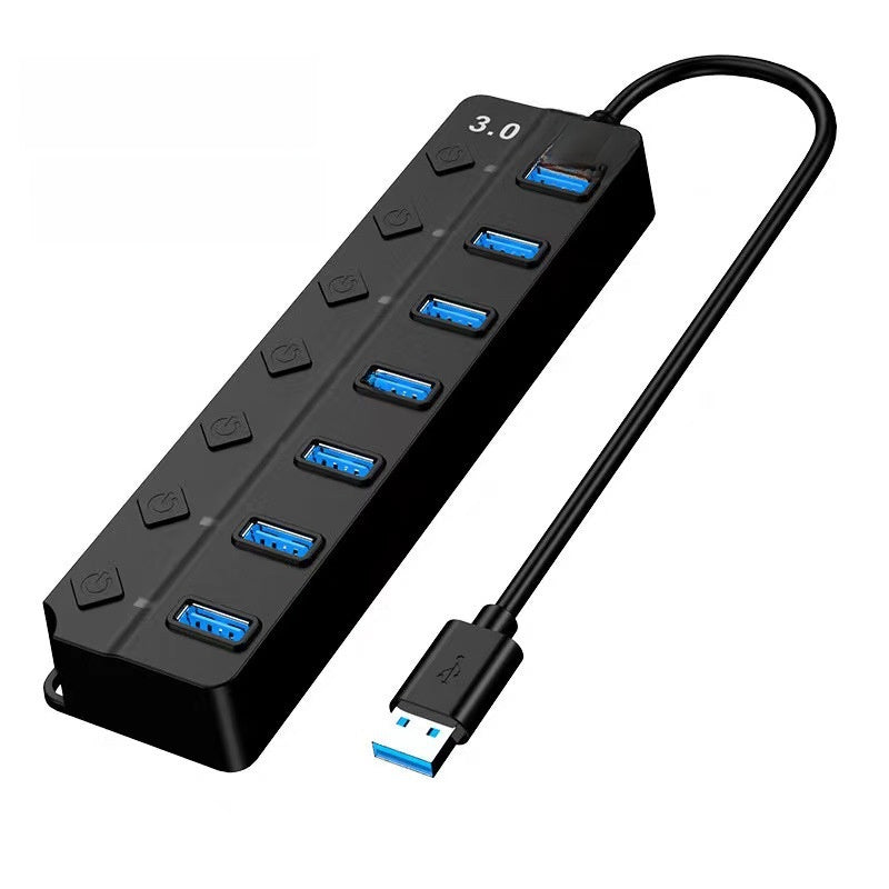 7-Port USB 3.0 Hub with Independent Switches, High-Speed Splitter