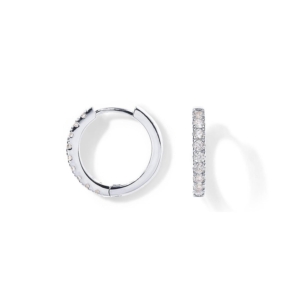 Copper-plated genuine gold round zirconia earrings